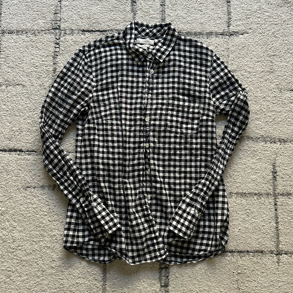 J.Crew Black & White Gingham Button Up Shirt